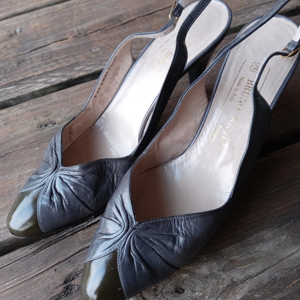 Bruno Magli Women's Slingback gray leather 2.5" He
